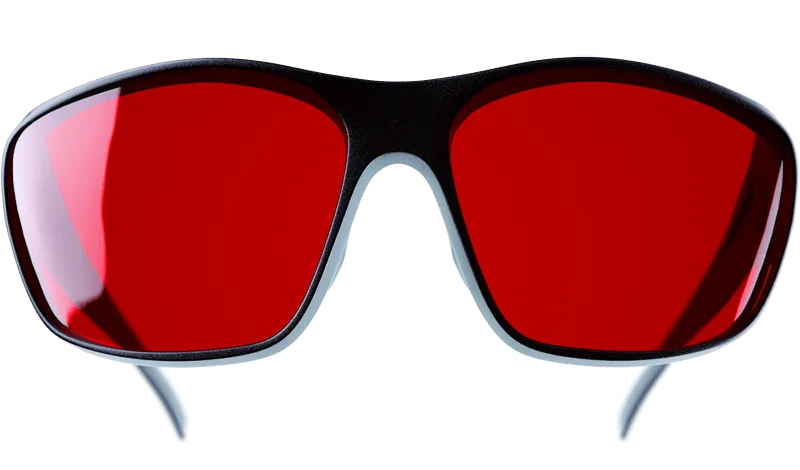 Montatura avvolgente e lenti rosse Spartan Vision